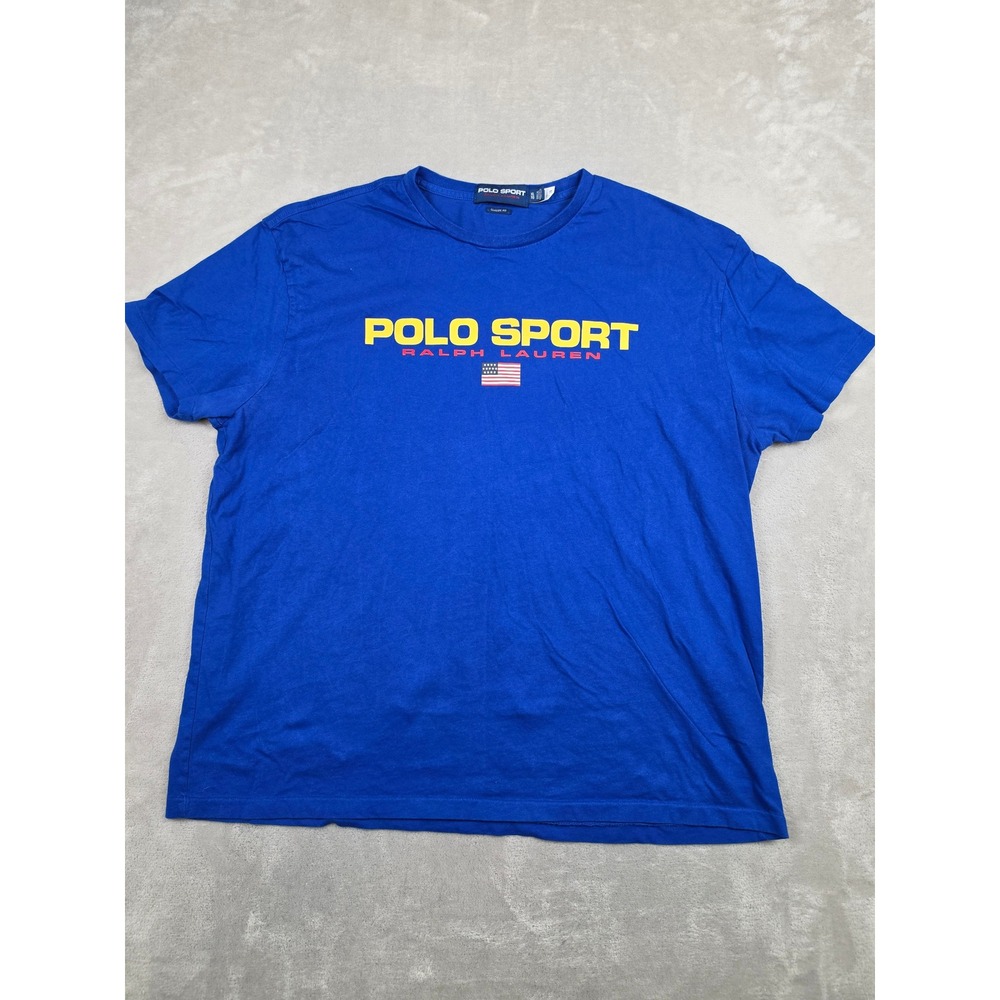 Polo Sport Ralph Lauren T-Shirt Mens XL Blue Graphic Classic Fit Faded
